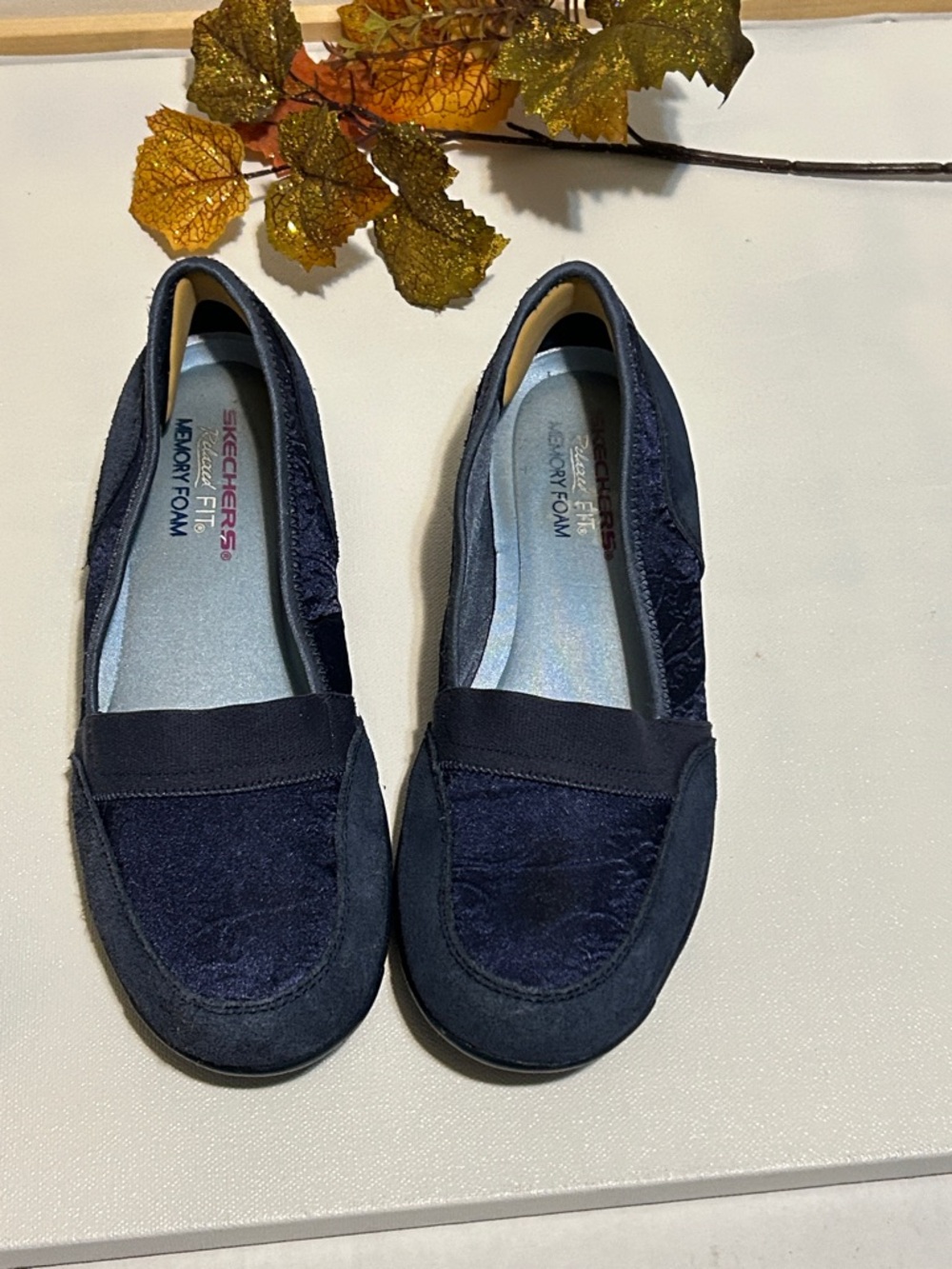 Skechers Women's Navy Slip-On Memory Foam Loafers